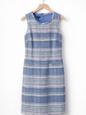 Talbots Blue and White Striped Midi Dress